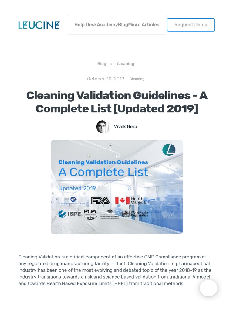 Cleaning Validation Guidelines A Complete List PDF Total Organic