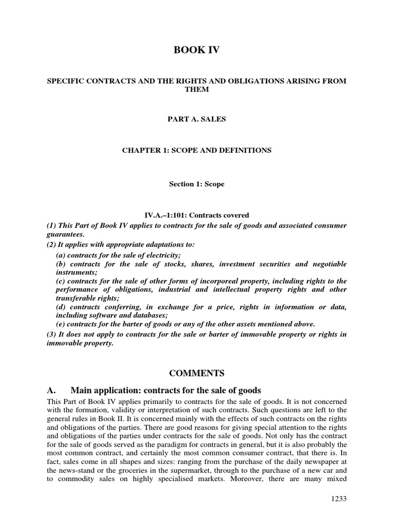 7a. DCFR Book IV. Specific Contracts... Part A. Sales PDF Guarantee