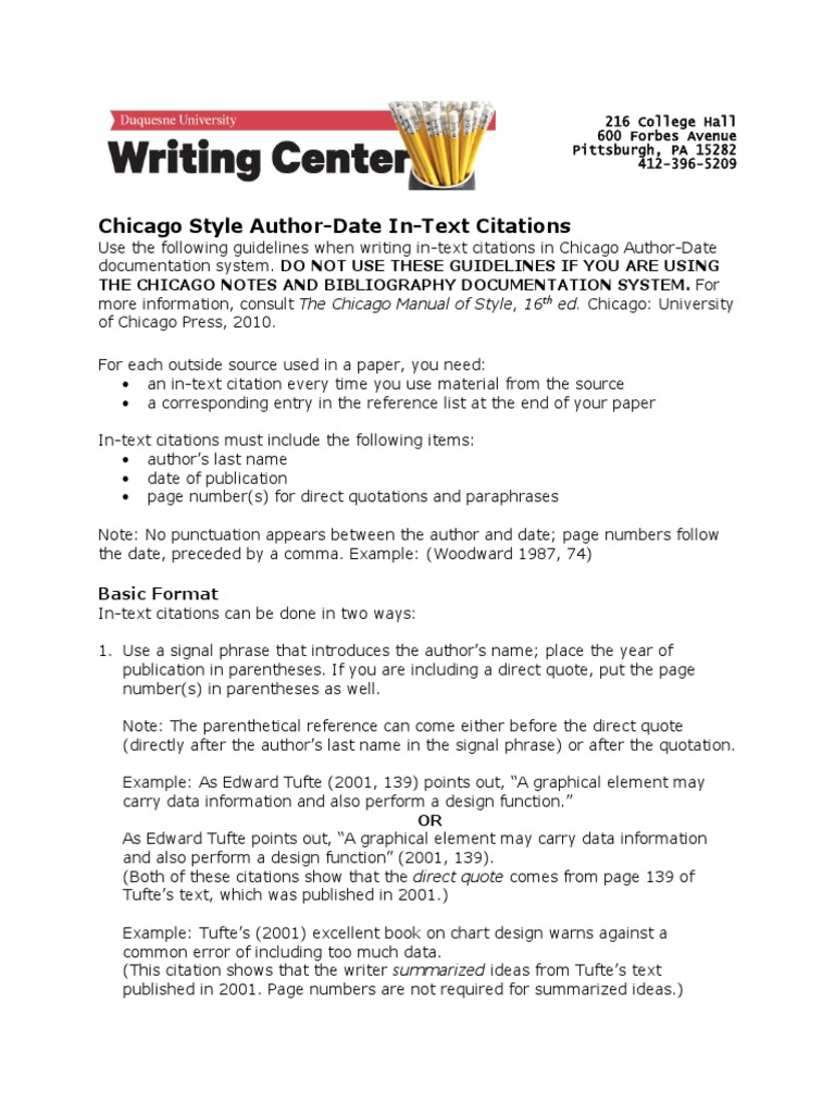 Chicago Author Date In-Text March - 2017 | PDF | Citation | Publishing