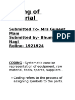 Coding of Material: Submitted To-Mrs Guneet Mam Submitted by - Bhumika Nagi Rollno - 1921924