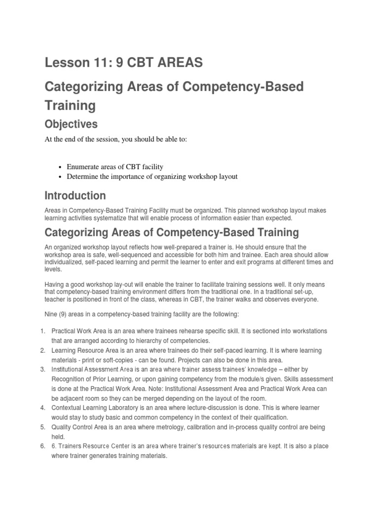 Lesson 11. 9 CBT Areas | PDF | Educational Technology | Pedagogy