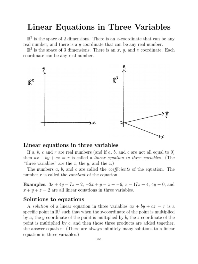 Linear Equations in Three Variables Linear Equations in Three Variables ...