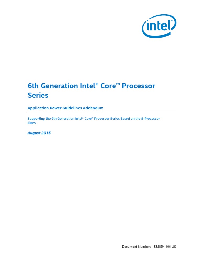 6th Gen Core Processor S Series Application Power Guidelines Addendum ...