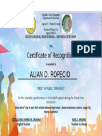 Alian D. Ropecio: Certificate of Recognition