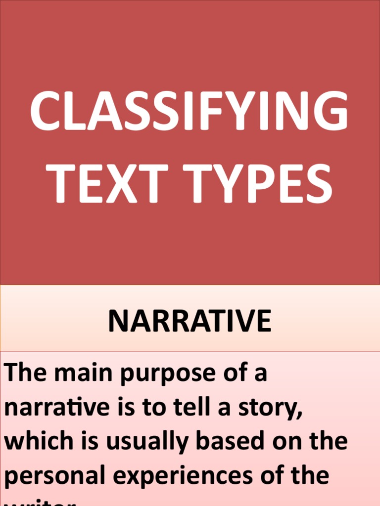 Text Type Classification Guide | PDF | Language Arts & Discipline ...