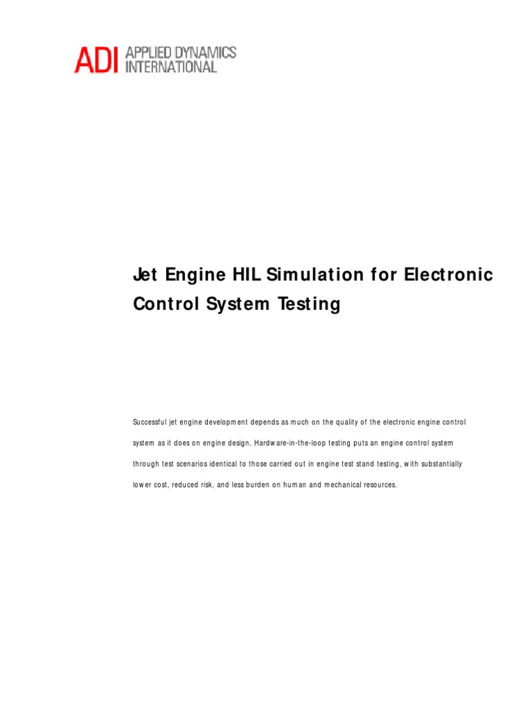 Jet Engine HIL Simulation For Electronic Control System Testing | PDF ...