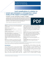 Impact of Hospital Volume on Maternal Complications of Severe Pre-Eclampsia