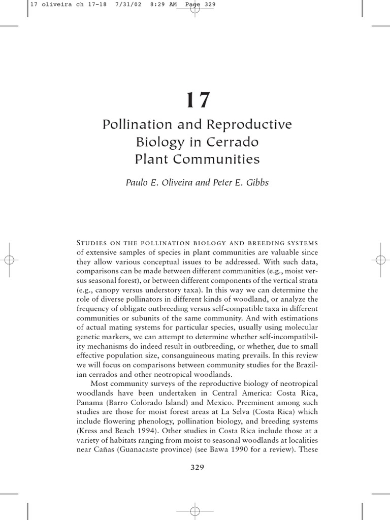Pollination in Cerrado Plant Communities | PDF | Bees | Pollinators