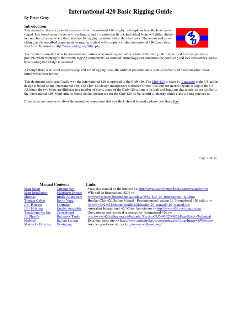 International 420 Rigging Manual | PDF | Rigging | Watercraft