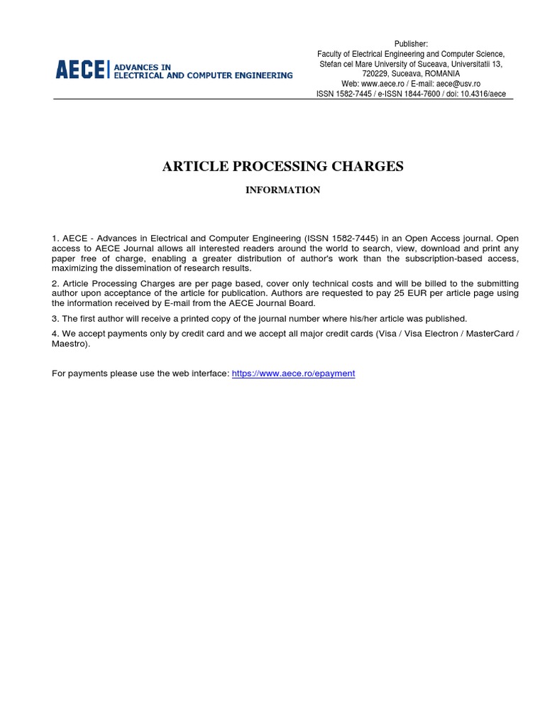 APC Information for AECE Journal | PDF | Technology & Engineering