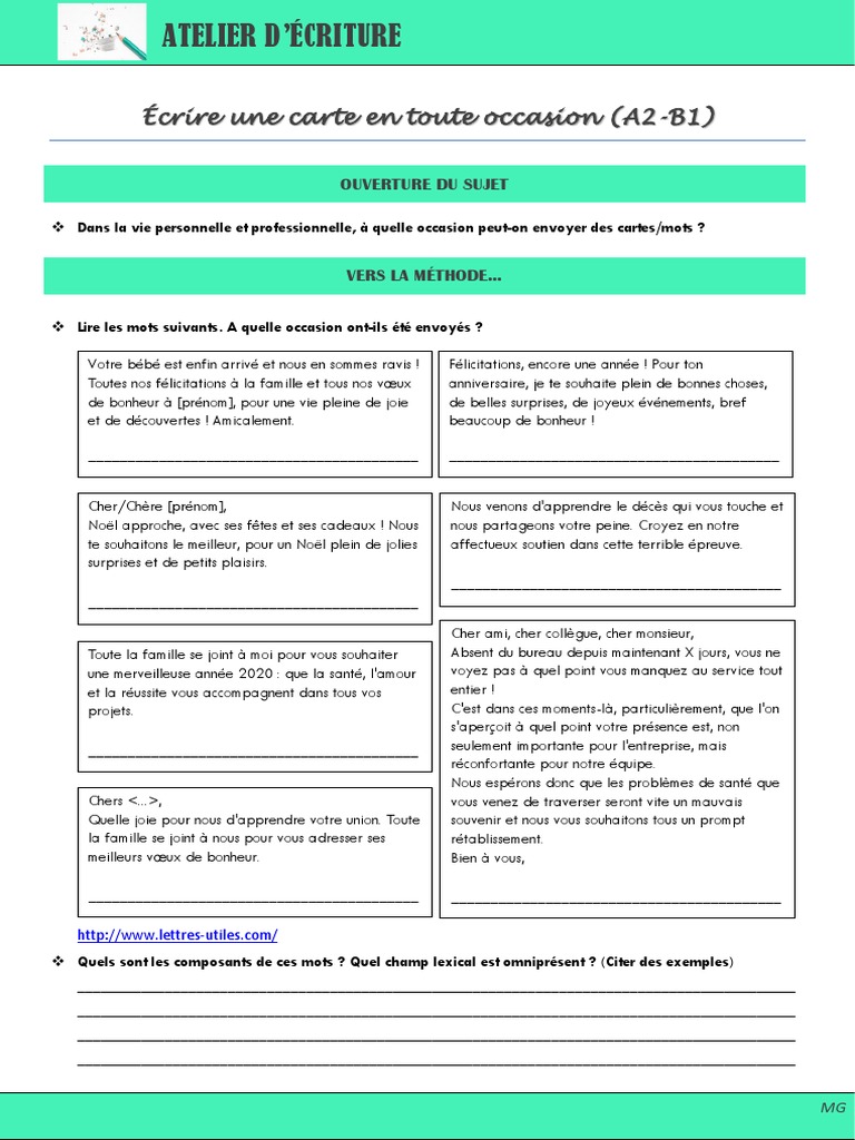 Ecrire Une Carte Pdf