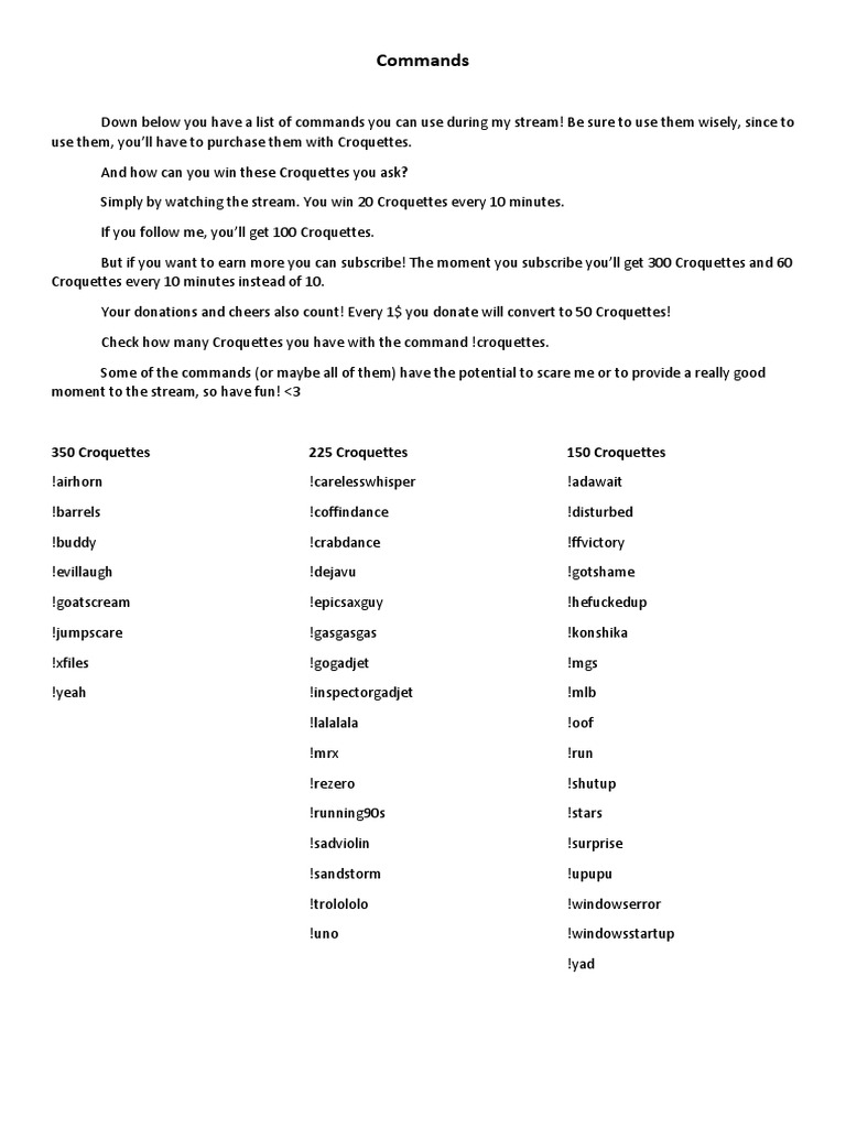 Stream Commands for Viewers | PDF