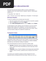 Equations Editor in Microsoft Word 2003: Entering An Equation