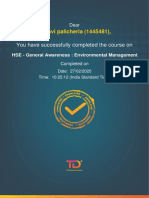 HSE - General Awareness - Environmental Management - Completion - Certificate PDF
