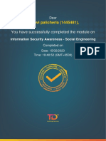 Information Security Awareness - Social Engineering - Completion - Certificate