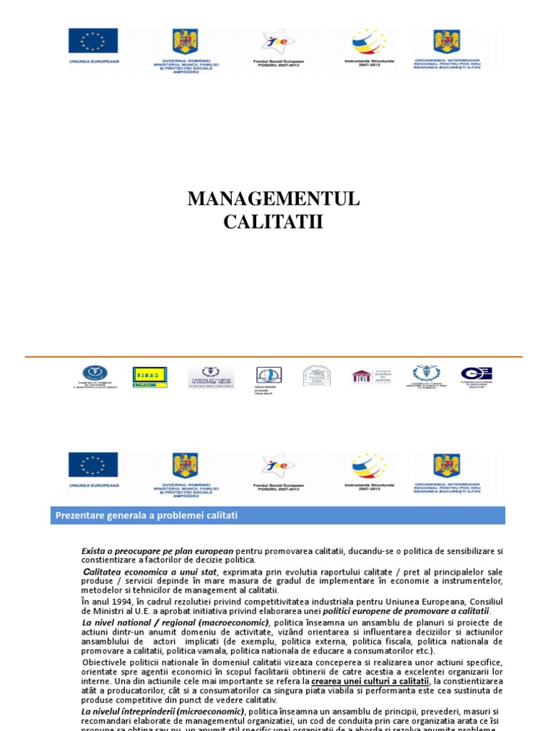 Modul 03 - Managementul Calitatii | PDF