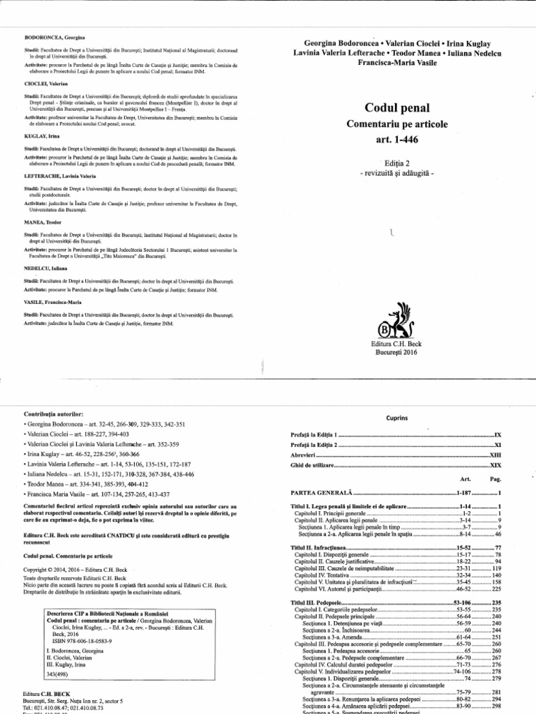 Codul Penal 2016 Comentariu Pe Articole PDF