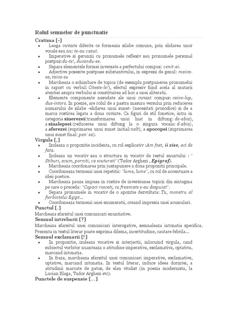 Rolul Semnelor de Punctuatie | PDF