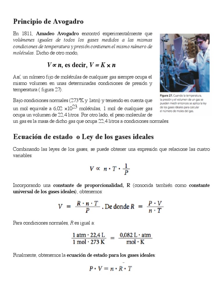 Ejemplos de la Ley de Avogadro | PDF | Gases | Mole (Unidad)