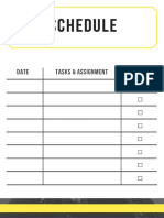 Schedule: Date Tasks & Assignment Completed