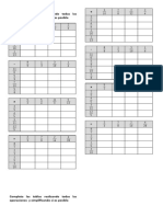 Tablas de operaciones con fraccionarios