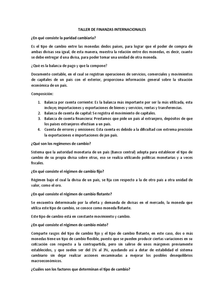 Finanzas Internacionales: Conceptos Clave | PDF | Tipo de cambio ...