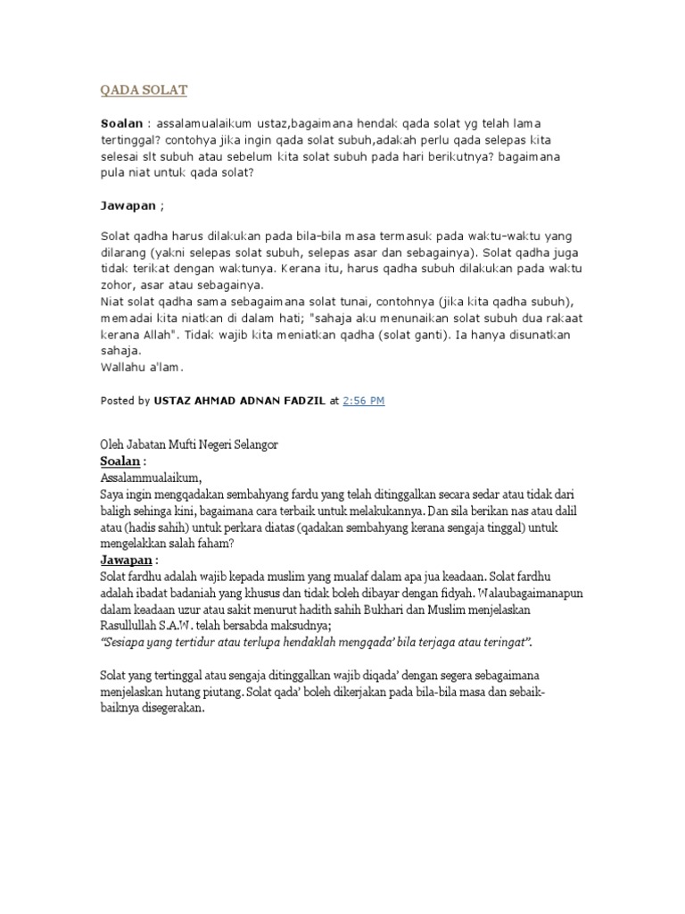Qada Solat Pdf