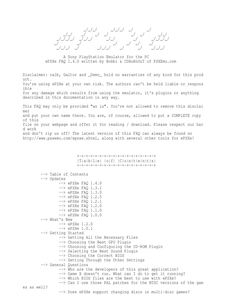 ePSXe FAQ PDF Computer Hardware Software
