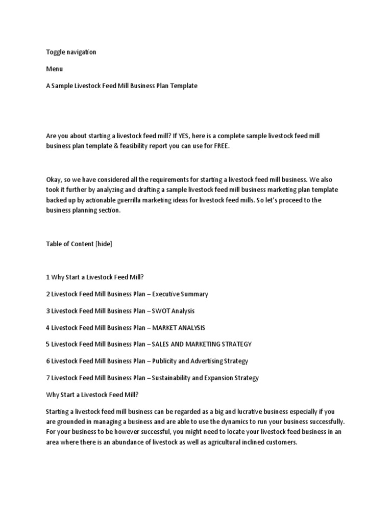 Animal Feed Business Plan 162 PDF Animal Feed Point Of Sale