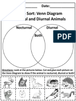 Picture Sort: Venn Diagram Nocturnal and Diurnal Animals