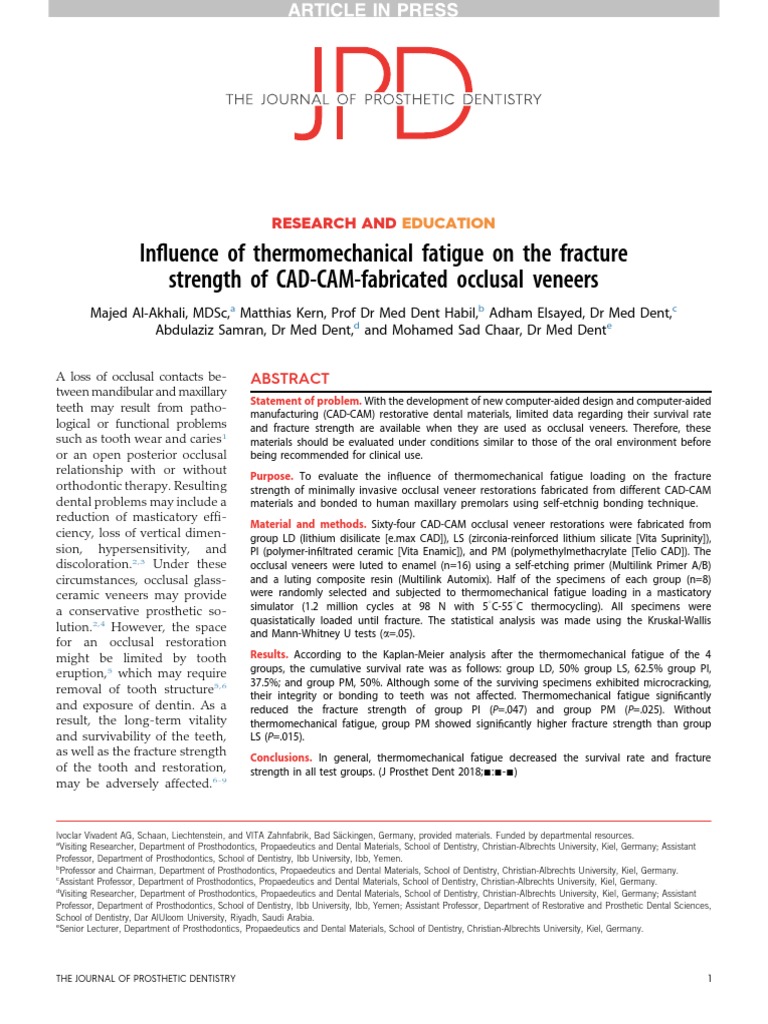 Influence of Thermomechanical Fatigue On The Fracture Strength of CAD ...