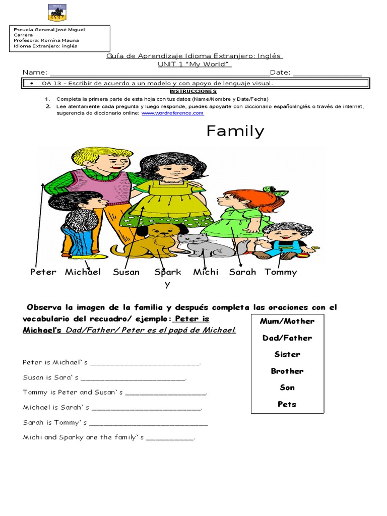 Guía de Inglés 5º Básico: Unidad 1 | PDF | Lingüística | Comunicación ...