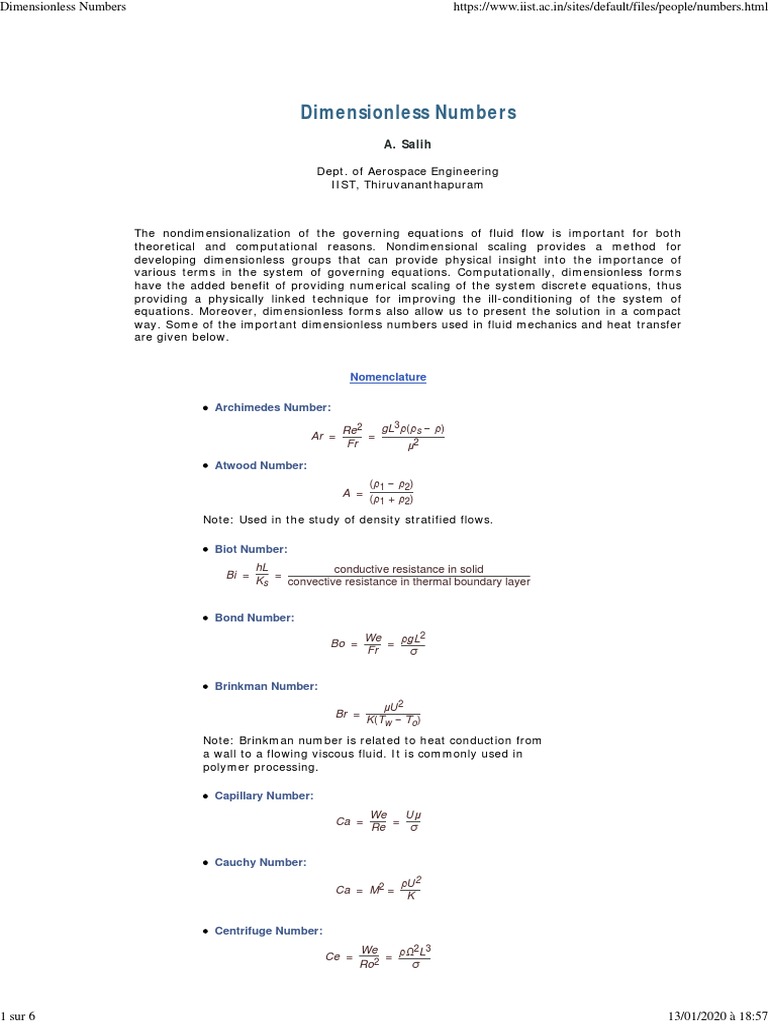 Dimensionless Numbers PDF PDF Heat Transfer Fluid Dynamics
