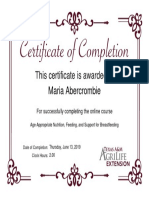 Certificate - Family and Community Health - Age-Appropriate Nutrition, Feeding, and Support For Breastfeeding - Abercrombie PDF