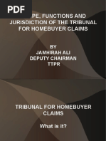 Scope, Functions and Jurisdiction of The Tribunal For Homebuyer Claims1897