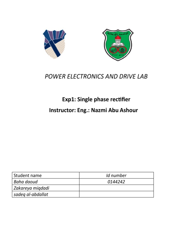 Power Electronics and Drive Lab Exp1 Single Phase Rectifier