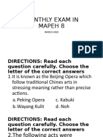 MAPEH 8 MARCH 2020 EXAM