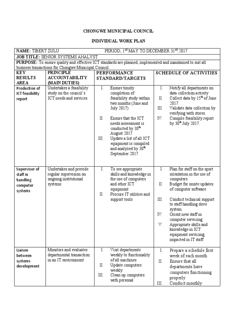 Work Plan Tibert Zulu | PDF | Information And Communications Technology ...
