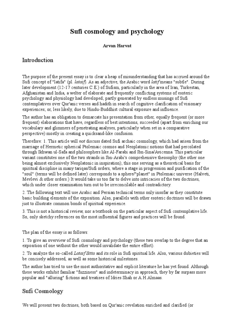 Sufi Cosmology and Psychology PDF Nous Esoteric Schools Of Thought