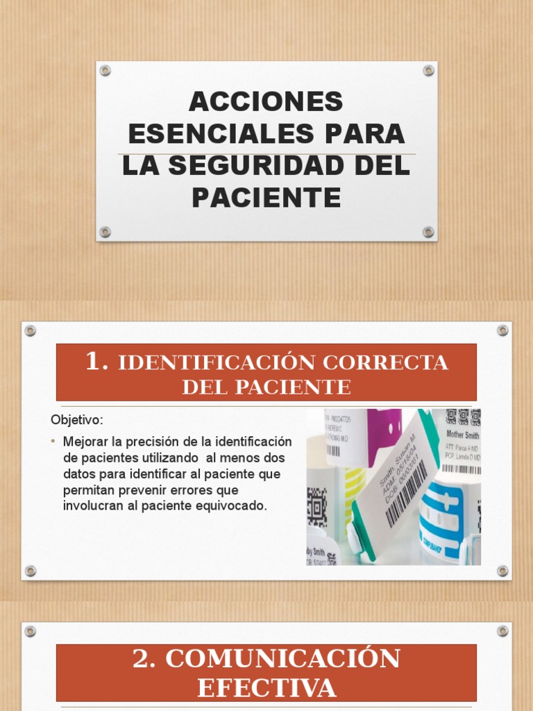 Acciones Esenciales para La Seguridad Del Paciente | PDF | Seguridad ...