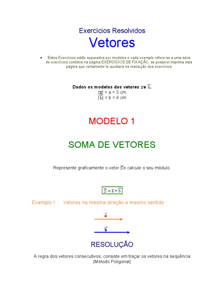 Exercícios Resolvidos de Vetores | PDF | Vetor euclidiano | Álgebra