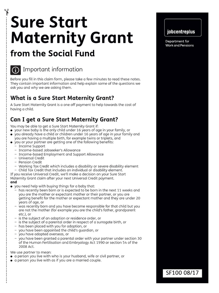 Sure Start Maternity Grant: From The Social Fund | PDF | Legal 