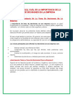 Foro Temático. Cuál Es La Importancia De La Toma De Decisiones En La Empresa