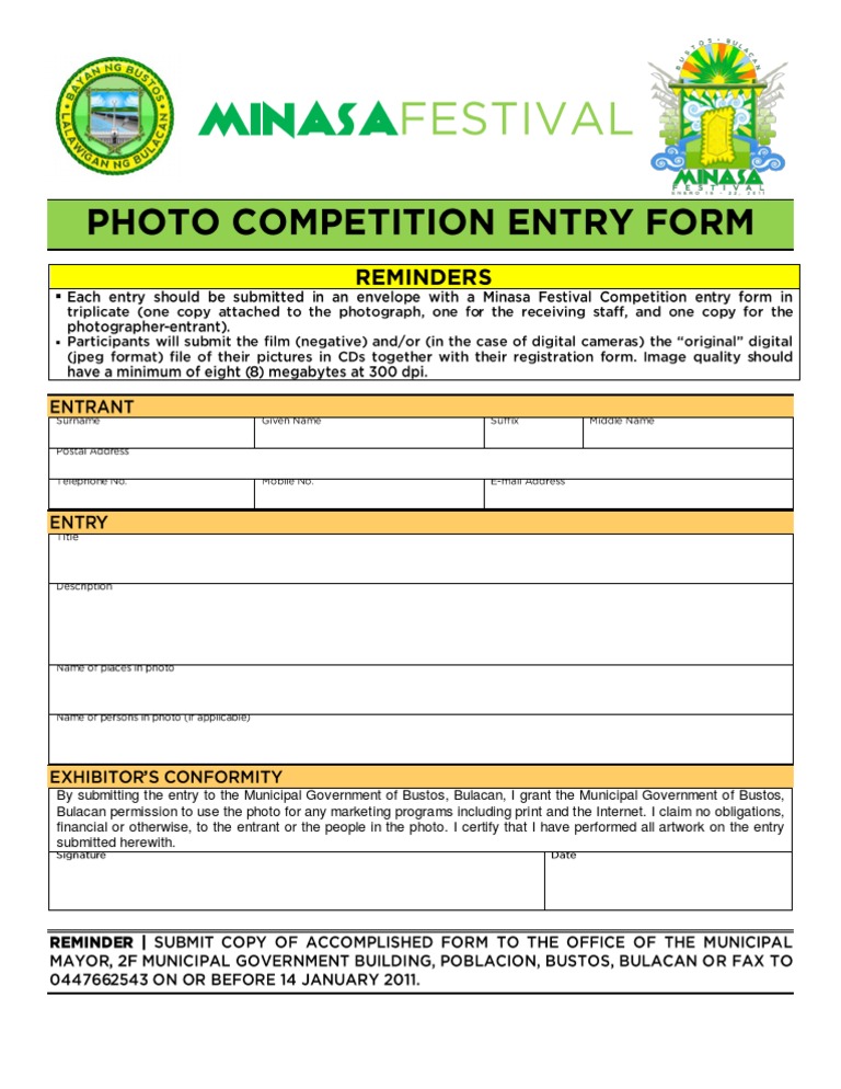 Photo Competition Entry Form | PDF