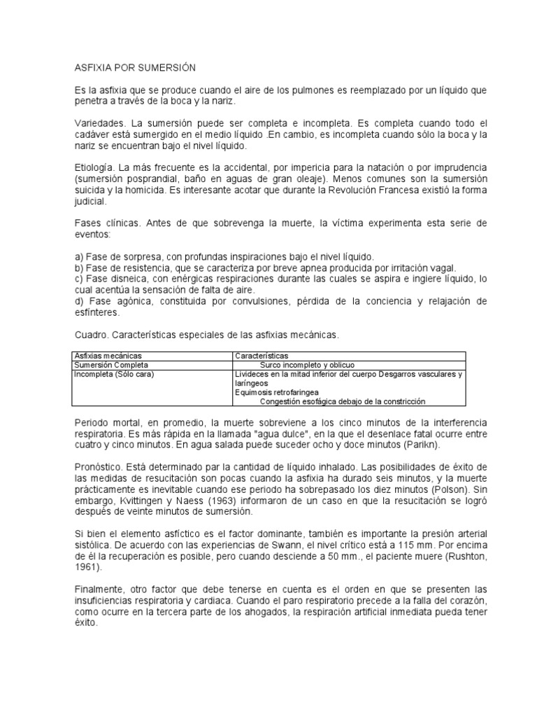 Asfixia Por Sumersión | PDF | Sangre | Pulmón