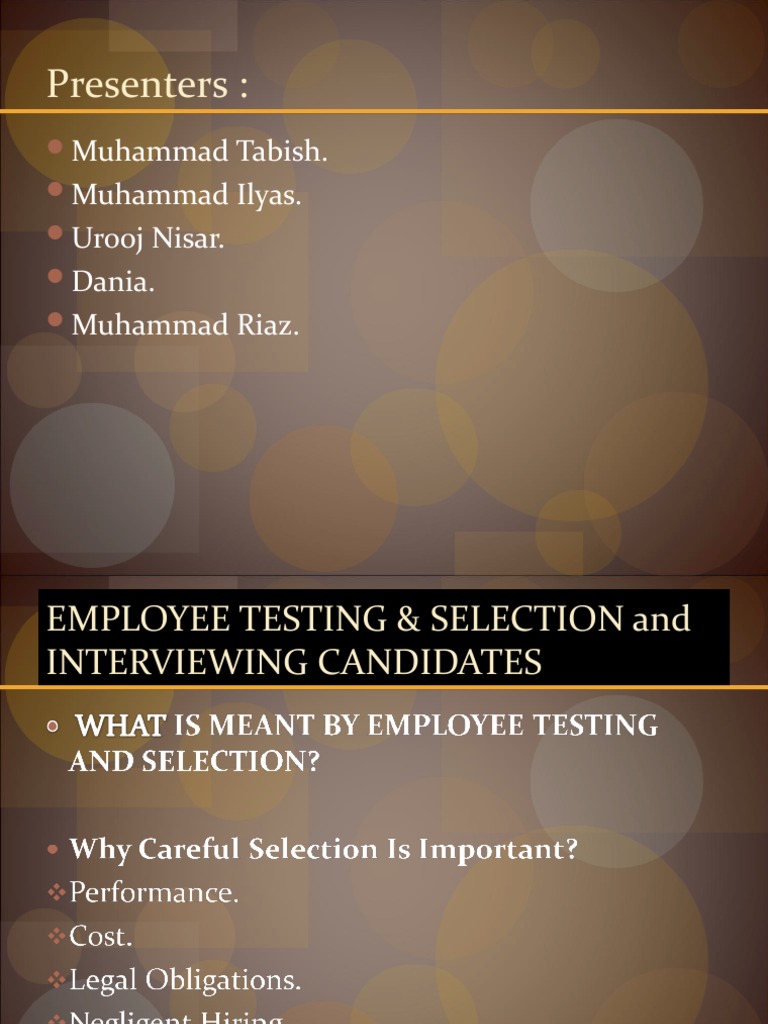 Employee Testing & Selection and Interviewing Candidates | PDF | Business