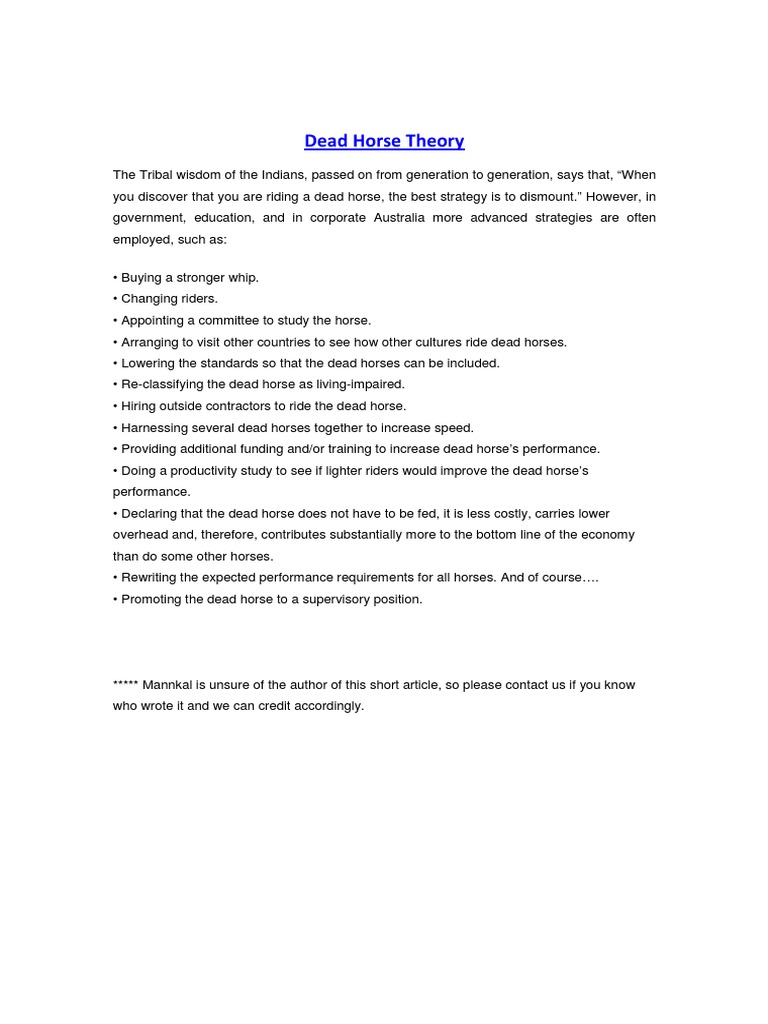 Dead Horse Theory PDF