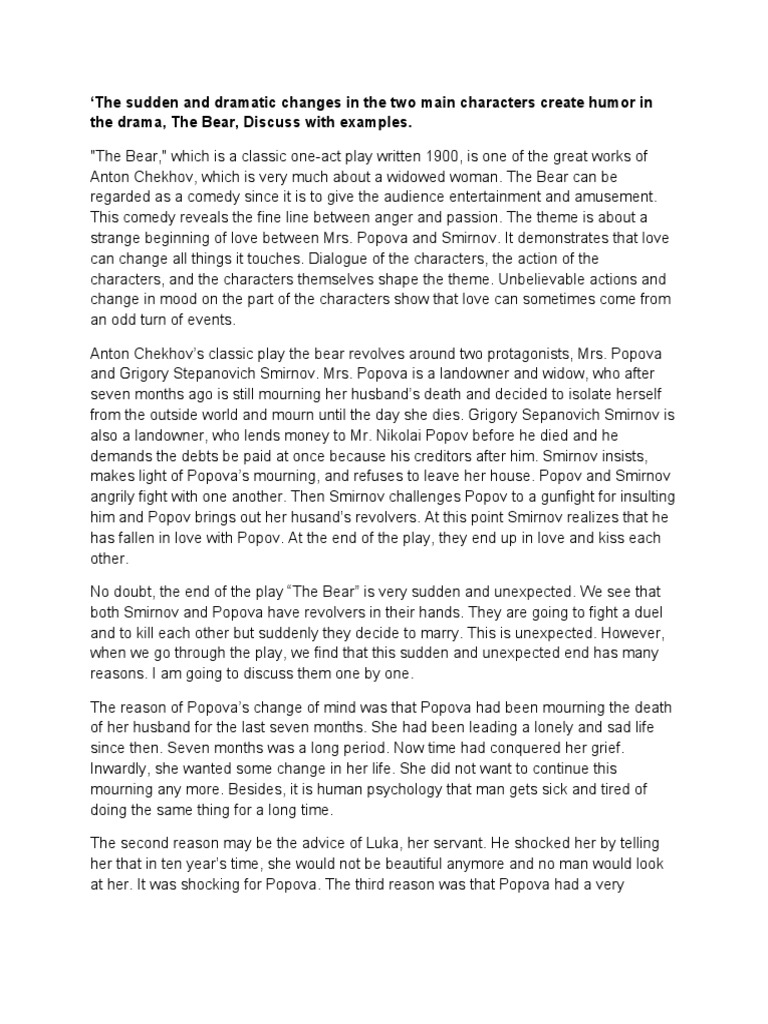 Drama The Bear Model Answer