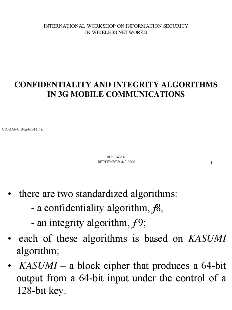 KASUMI Block Cipher in 3G Security | PDF | Cryptography | Espionage ...