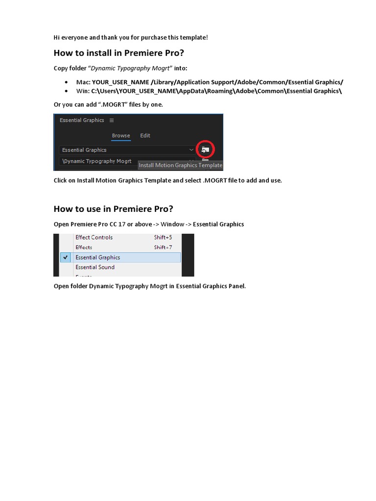 How To Install in Premiere Pro? PDF